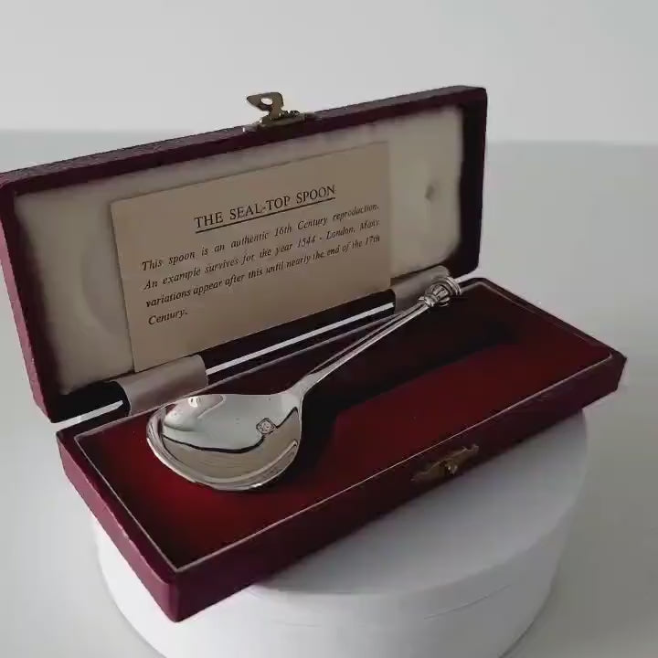 1968 London Sterling Silver Crown Finial Spoon, CJ Vander, Boxed Commemorative Gift.  No.SS041