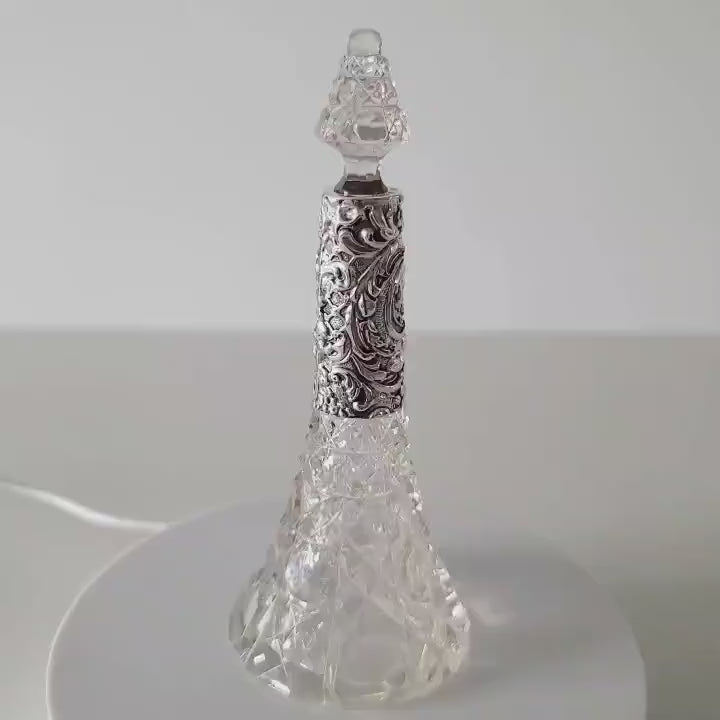 Edwardian 1905 Sterling Silver & Cut Crystal Perfume Bottle – Birmingham William Devenport No:SS066