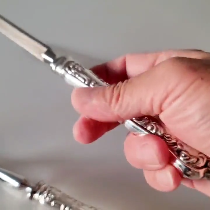 Birks Sterling Silver Carving Set – 3 Piece Roast Knife, Sharpening Steel & Fork, Ornate Pattern Handles   No.SS106